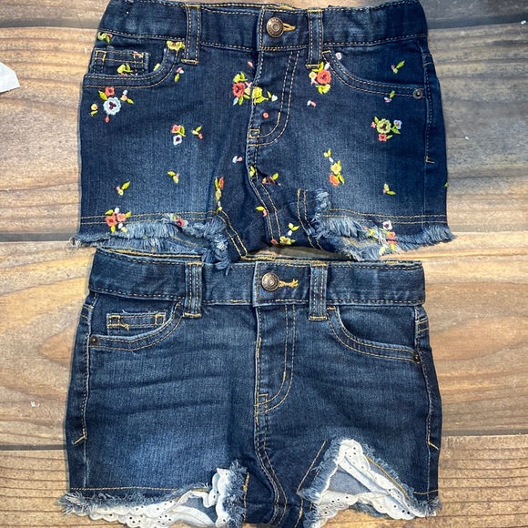 Cat and Jack Girls Denim Shorts stretch shorts 3T and 4T Geranimals White Tank - Picture 3 of 16